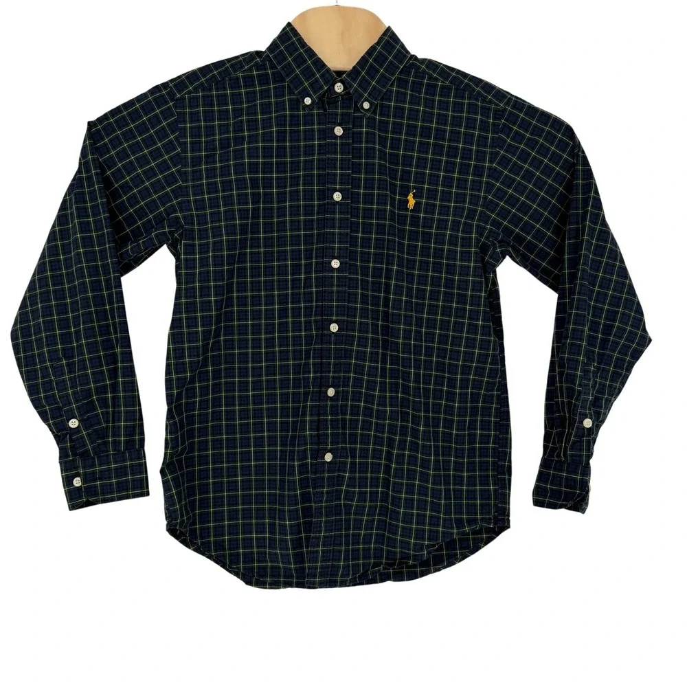 Boys Ralph Lauren Button Down Long Sleeve Plaid Size Large